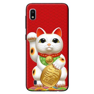 Ốp Lưng Samsung A10 - Mèo May Mắn Nền Đỏ