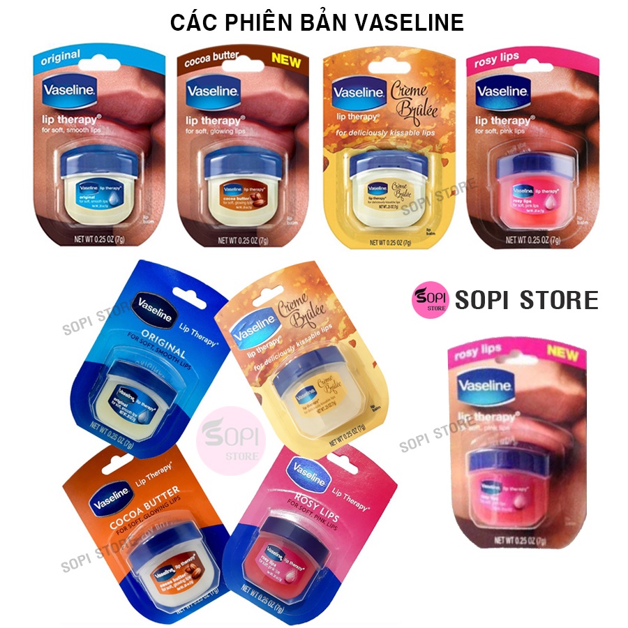 [Made in USA] Sáp dưỡng môi Vaseline Lip Therapy 7g hàng Mỹ, dưỡng ẩm và ngăn ngừa nứt nẻ môi - Sopi Store