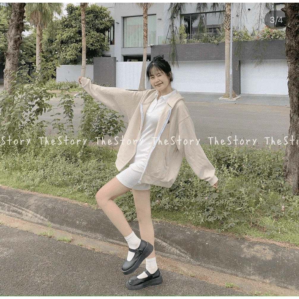 Áo Khoác Nữ Chất Nỉ Dày Mịn Nón 2 Lớp Logo Thêu Form Rộng Mặc Đẹp Thoải Mái Che Nắng NEW UNISEX