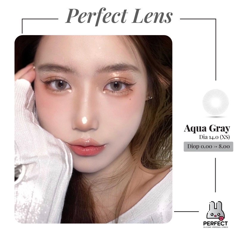 Lens Mắt , Kính Áp Tròng AQUA GRAY Có Độ và Không Độ , DIA 14.0 XS , Cho Mắt Nhạy Cảm Giá Sale