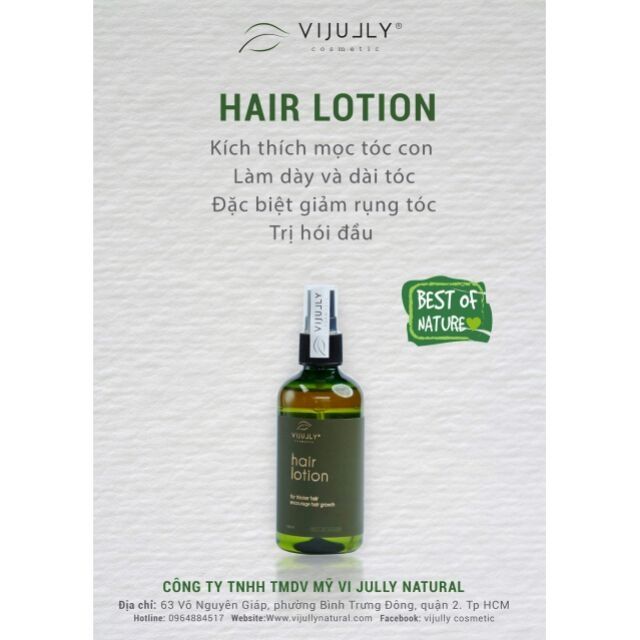 [Mua 2 tặng 1 ví nữ]TINH DẦU BƯỞI VIJULLY  NGUYÊN CHẤT HAIR LOTION  100ml trị rụng tóc , kích mọc tóc