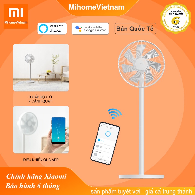 [Bản quốc tế]Quạt đứng thông minh Xiaomi Mi Smart Standing Fan 2 Lite JLLDS01XY - Công suất 45W 3 chế độ gió sử dụng với