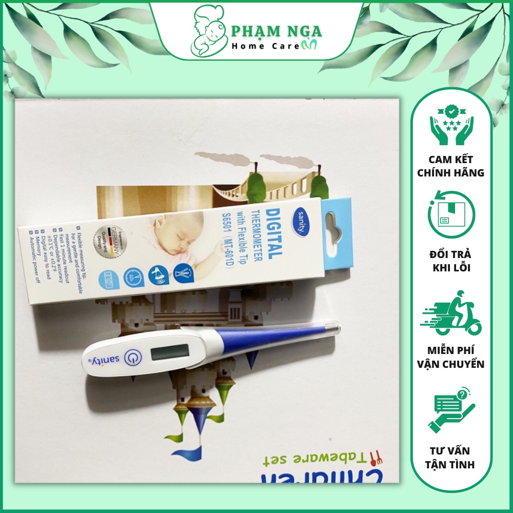 Nhiệt Kế Đầu Điện Tử Sanity Kẹp Nách, Ngậm Miệng Dùng Cho Phòng Khám, Gia Đình Và An Toàn Với Trẻ Nhỏ