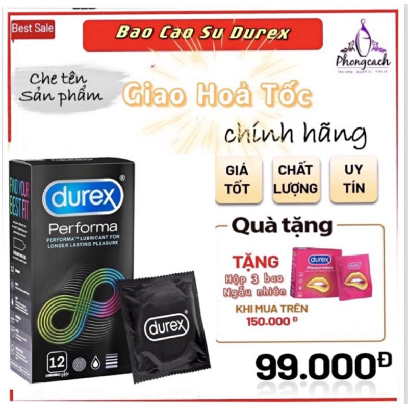 Bao cao su Durex Performa kéo dài thời gian QH hộp 12 chiếc. Tăng cảm giác chân thật.