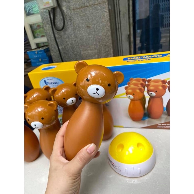 Bộ đồ chơi bowling gấu dùng pin Vitadairy cho bé