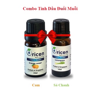 Combo tinh dầu đuổi muỗi oricen 2 chai 10ml - cam mỹ + sả chanh
