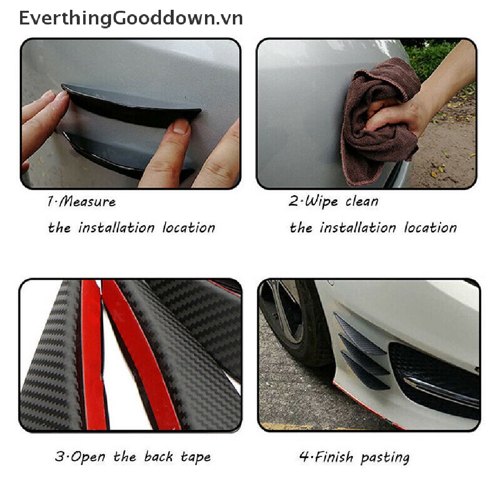Everthinggooddown Set 6 Thanh Cản Trước Thân Xe Hơi Màu Đen Bóng