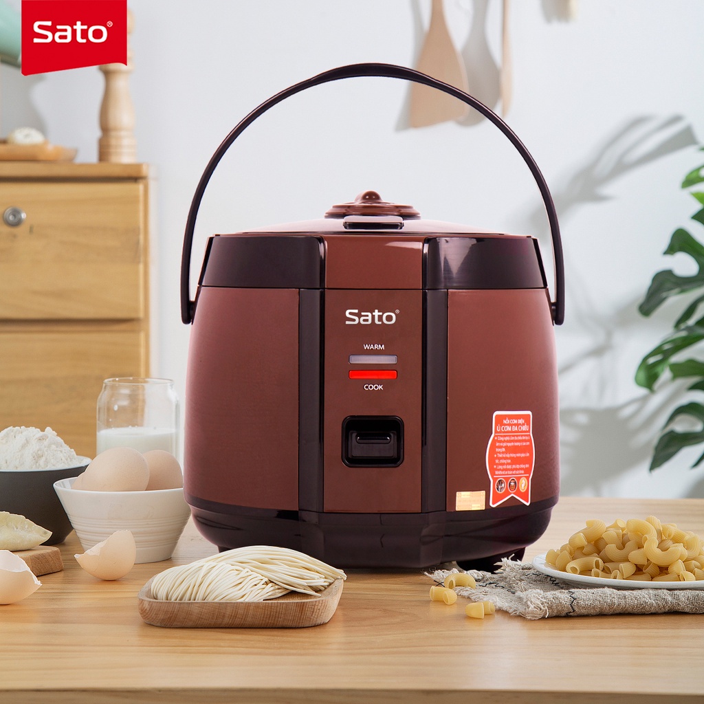 Nồi cơm điện quai xách Sato 18F052 1.8L ủ ấm đa chiều
