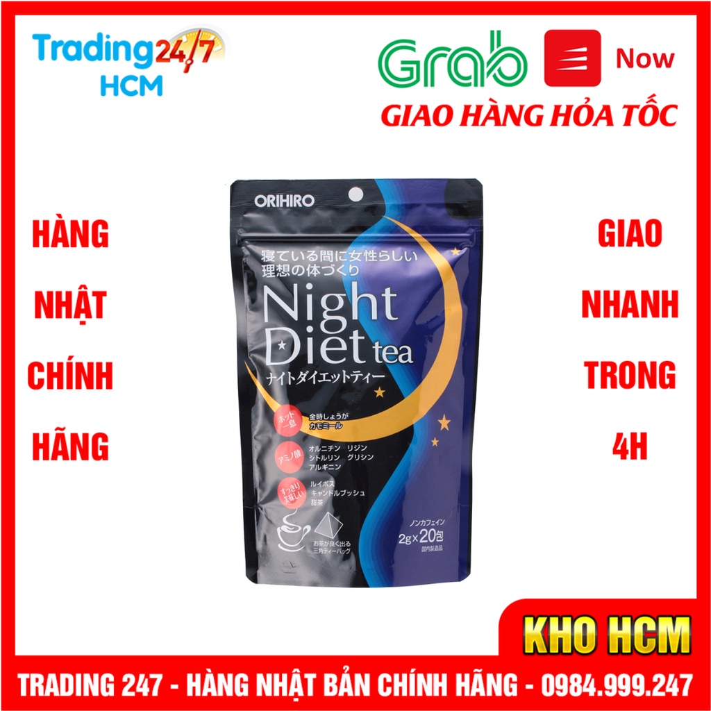 [Hỏa tốc HCM] Trà giảm cân Night Diet Tea Orihiro túi 20 gói thanh nhiệt giải độc giảm mỡ bụng