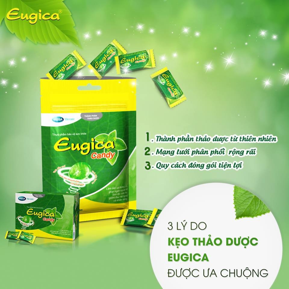 Kẹo ngậm thảo dược Eugica 100 viên - Làm ấm đường hô hấp, dịu nhanh cơn ho