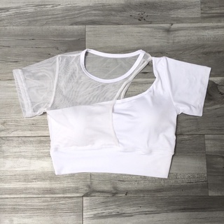 [ Ảnh Thật Trải Sàn ] Crop Top Lệch Vai Giọt Nước