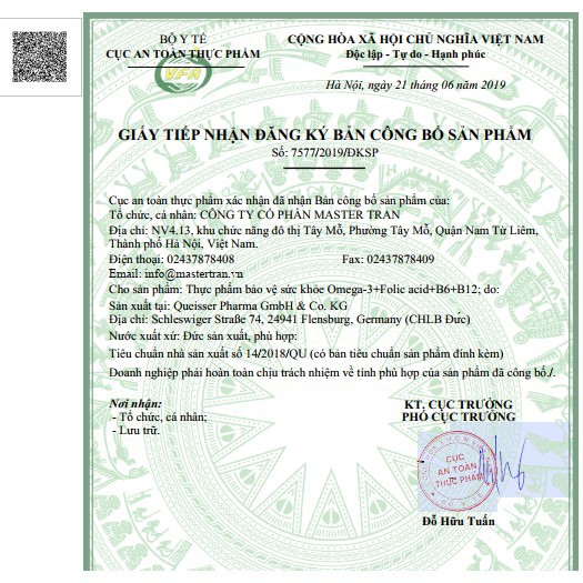 Viên dầu cá Doppelherz Omega 3 + Folic acid + B6 + B12 Đức bổ tim mạch, giảm mỡ máu hộp 30 viên