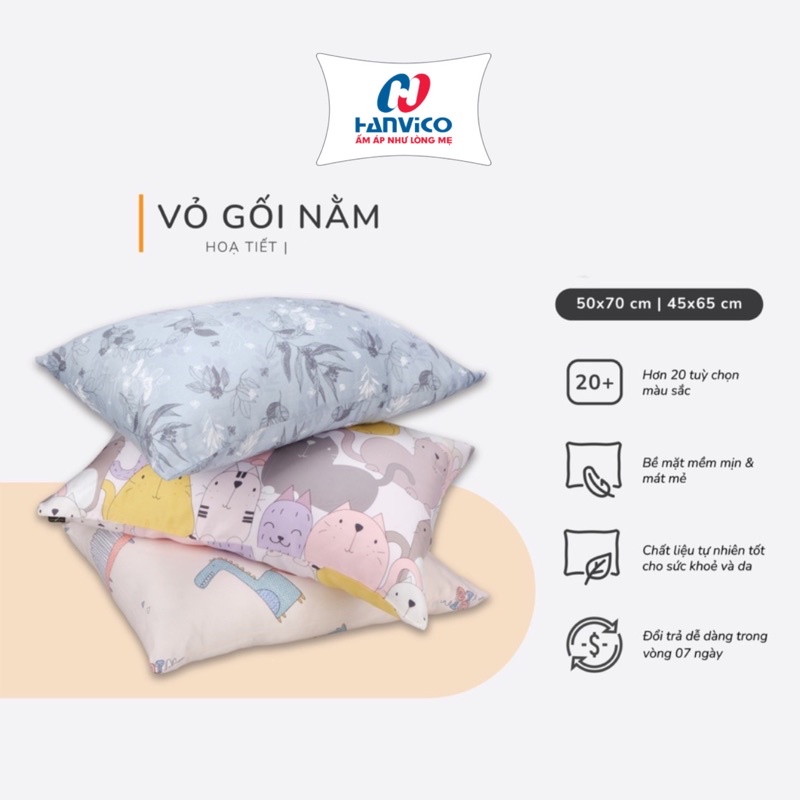 (Nhiều màu ) - 2 chiếc vỏ gối đầu Cotton cao cấp Hanvico Blue Sky