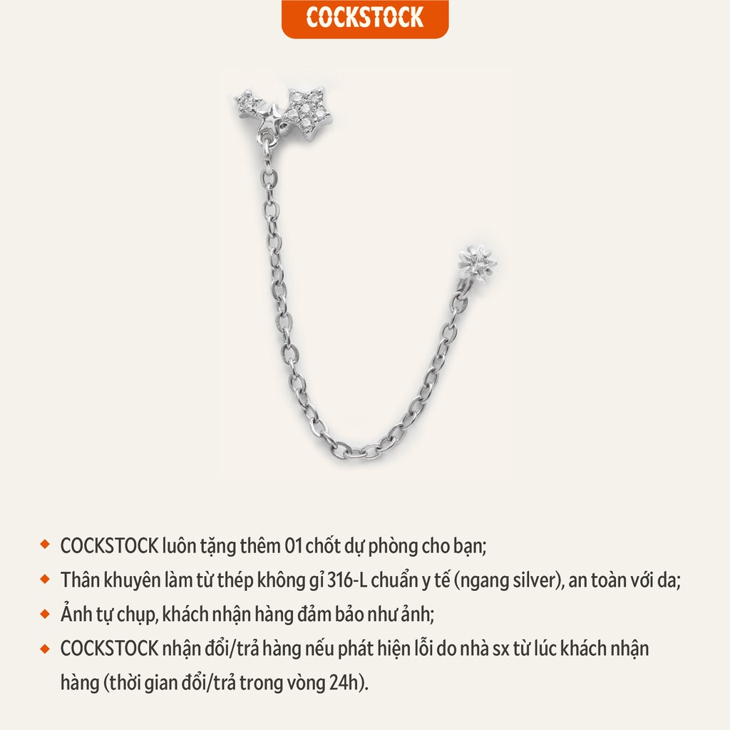 Khuyên tai xích Star and Meteor CockStock