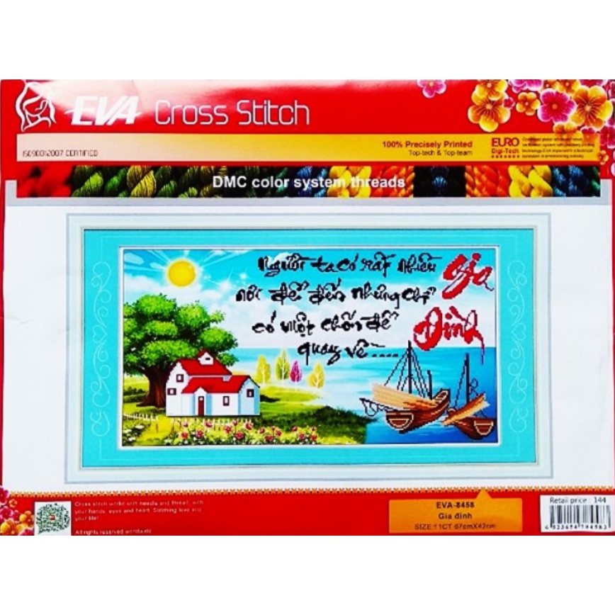 Tranh Thêu Chữ Thập 3D Gia Đình EVA8458 (KHÁCH TỰ THÊU) KT:67X42CM