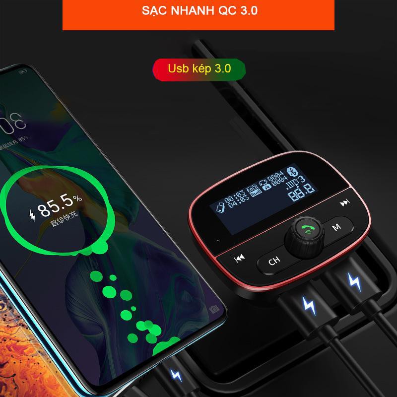 Tẩu Sạc Nhanh Ô Tô QC3.0,Car Bluetooth MP3 Hyundai HY-89 2  Hỗ Trợ Giọng Nói Đa Chức Năng