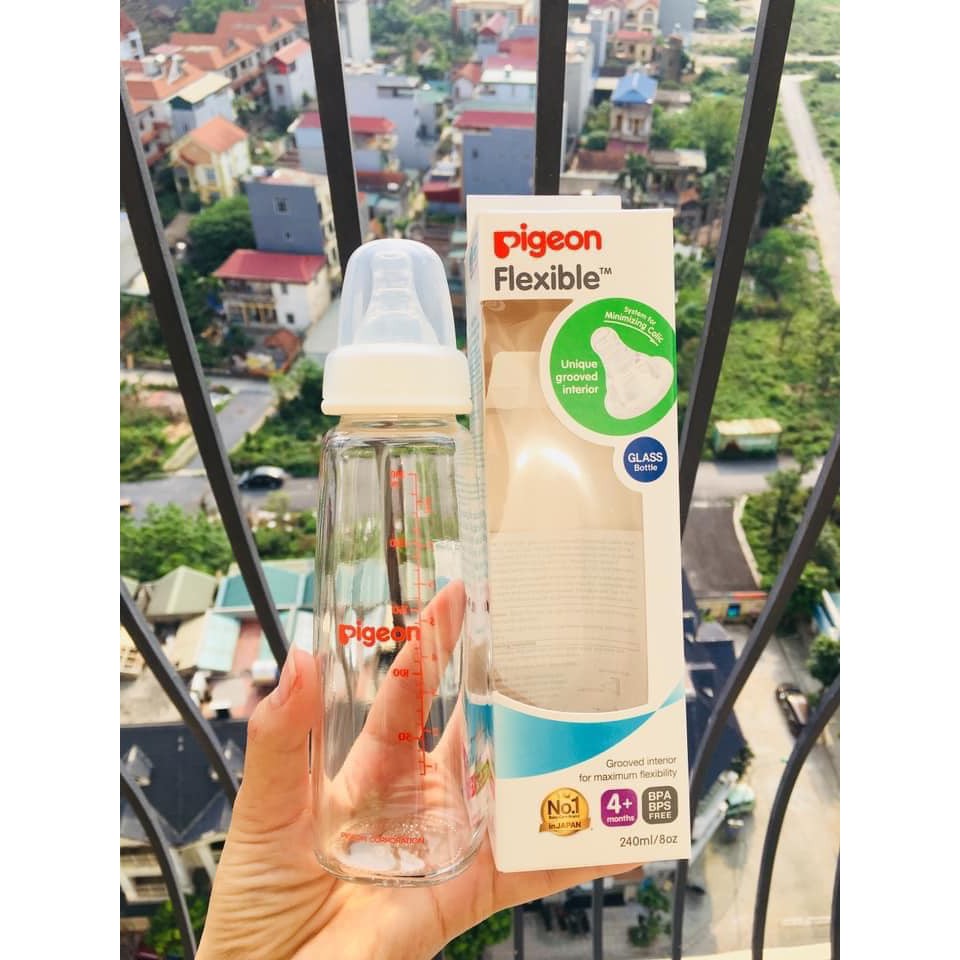 Bình sữa Pigeon thủy tinh cổ hẹp- 240ml