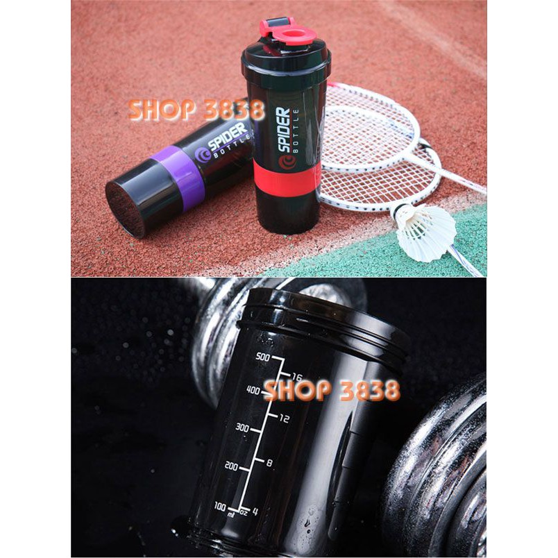 Bình Nước Lắc Shaker 3 Tầng Có Lò Xo Pha Chế Bột Sữa Whey Trà