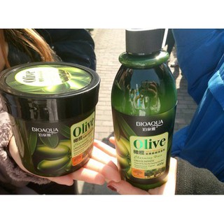 Bộ dầu gội kèm dầu xả dưỡng tóc olive Bioaqua phục hồi tóc hiệu quả