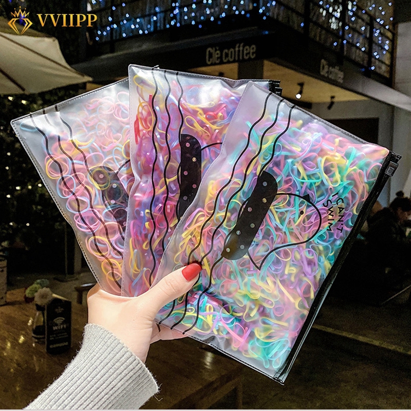 Bộ 1000/100 Dây thun buộc tóc kiểu Hàn Quốc đang yêu cho bé gái