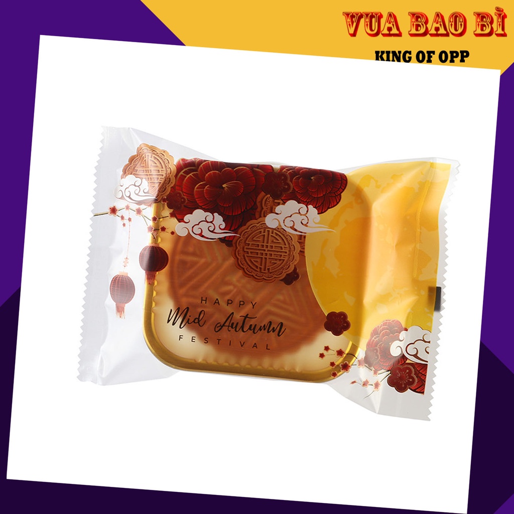 100 Túi Đựng Bánh Kẹo, Bao Bì Đựng Trà, Bánh Kẹo Họa Tiết Hoa Đỏ Mặt Trăng Vàng- VUA BAO BÌ