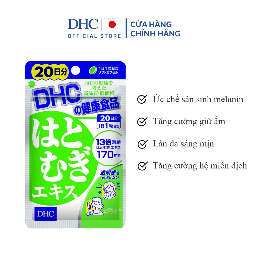 Viên uống sáng da DHC Nhật Bản Adlay Extract gói 20 viên