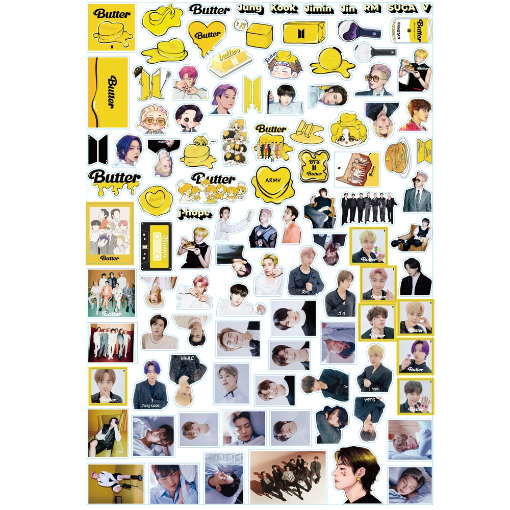 Set 100 Miếng Dán Hình BTS Trang Trí Dễ Thương