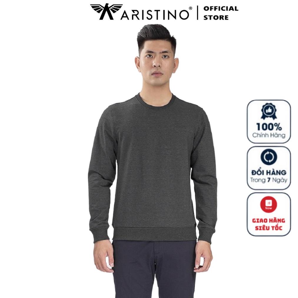 Áo Thu Đông Nam Thun Dài Tay Cao Cấp Aristino ASW011W8 Chất Cotton Mềm Nhẹ Dáng Ôm Cổ Tròn Bo Tay Và Gấu Áo Tiện Lợi *