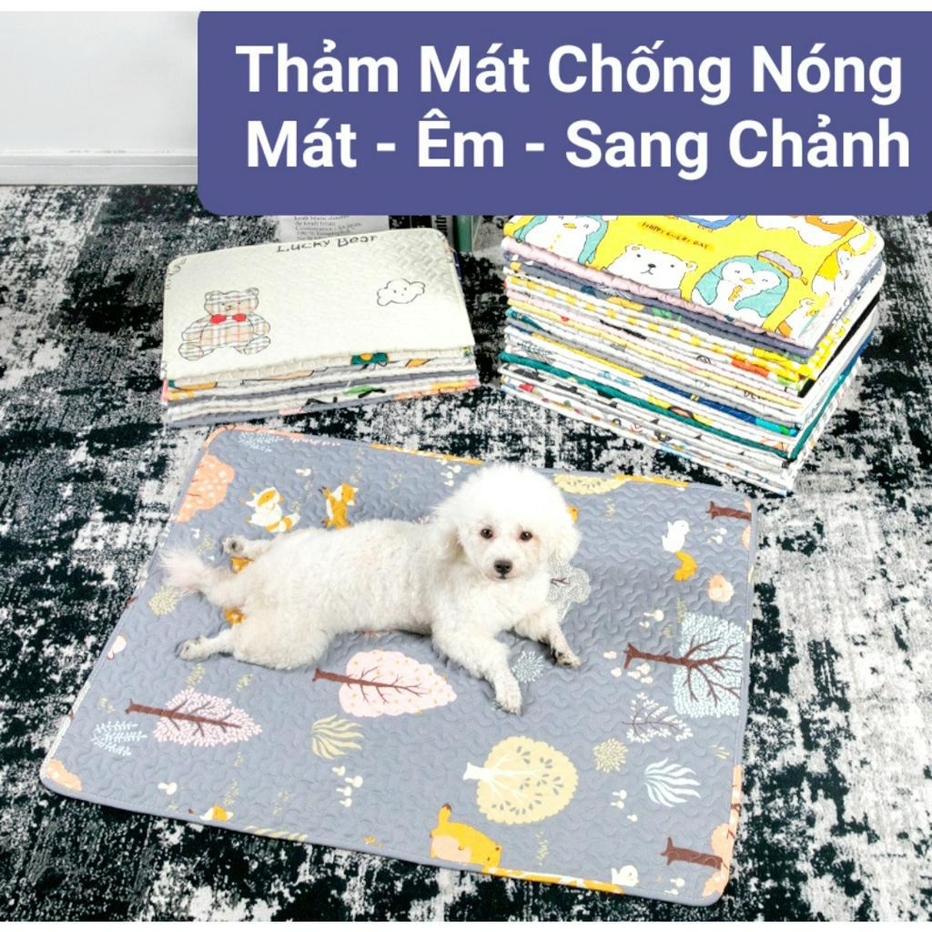 [Size to] Đệm mát mùa hè cho chó mèo vải lụa băng hoạt tiết hoạt hình kute - Thảm mát lót chuồng chó mèo không thấm nước