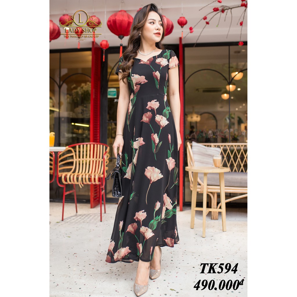 Đầm maxi voan đi biển 2021 Ladyshop TK594