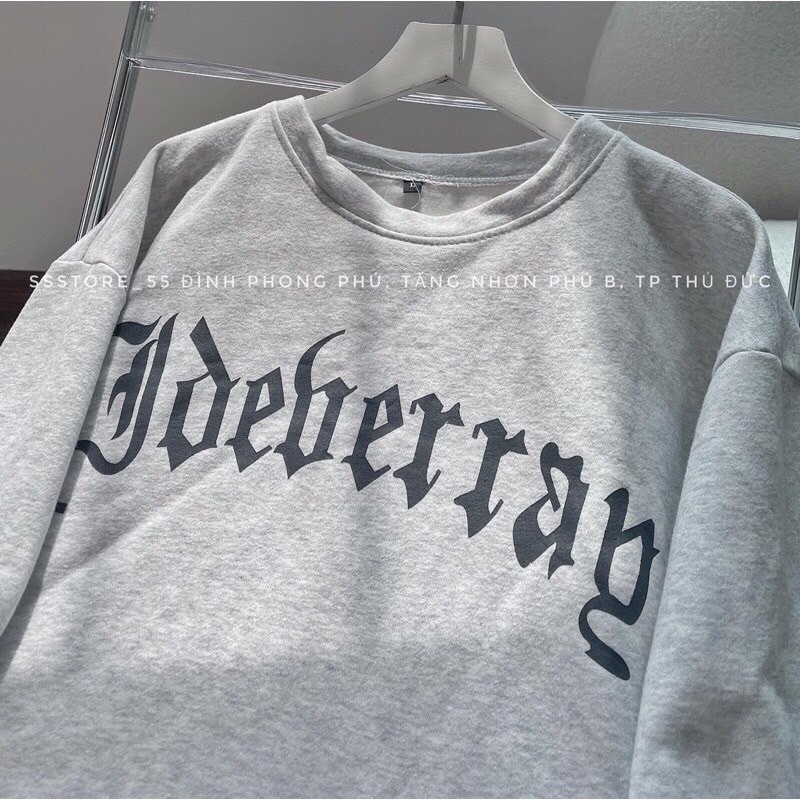 Áo Sweater In Chữ Thái Màu Xám-Áo Nỉ cổ Tròn From Rộng Unisex Mặc Đơn Đôi Nhóm Chất Nỉ Dày Dặn