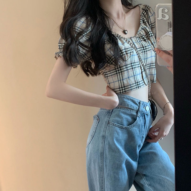 Áo Croptop Tay Phồng Ngắn Thời Trang Mùa Hè Xinh Xắn Cho Nữ