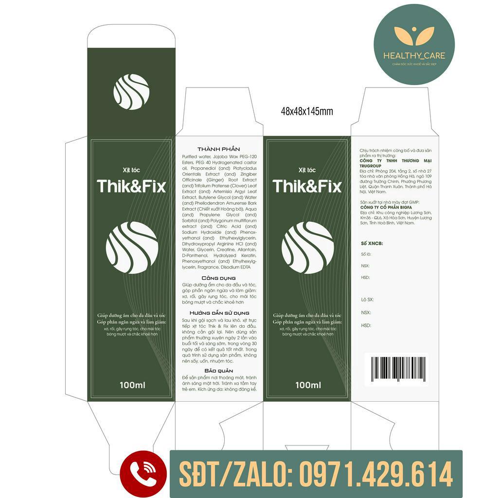 Xịt dưỡng tóc thảo dược Thik&Fix 100ml - Dưỡng tóc chuyên sâu, giảm gãy rụng, kích thích mọc tóc