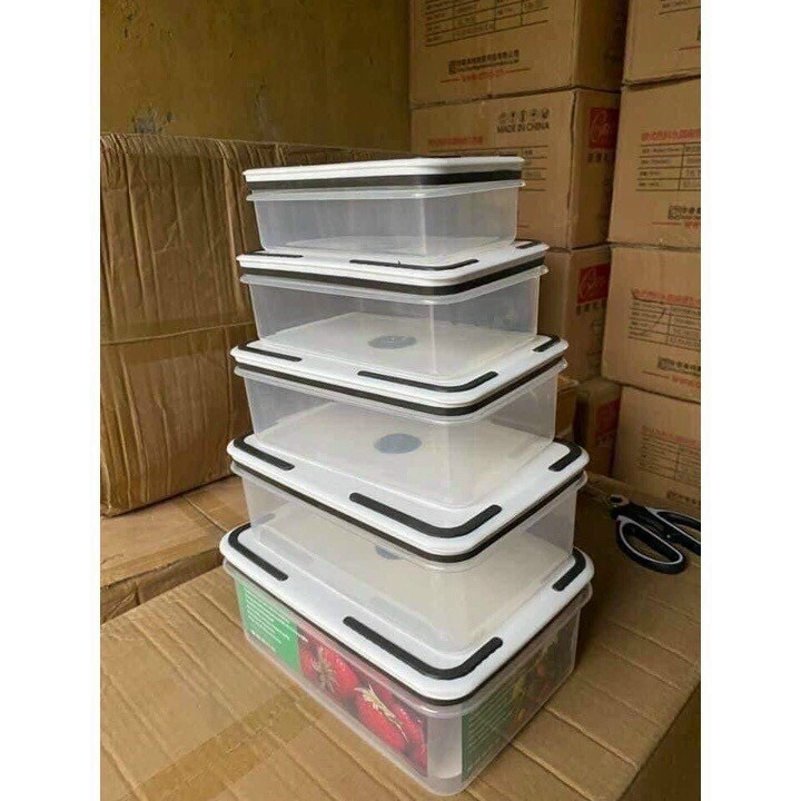 Hộp đựng thực phẩm 5 món để tủ lạnh có nắp kín