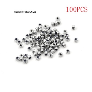100pcs M3 x 0.5mm Stainless Steel Nylock Nylon Insert Hex Self-locking Nuts