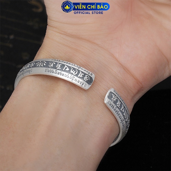 Vòng tay bạc nam nữ unisex Lục Tự Chân Ngôn chất liệu bạc Thái 925 phụ kiện trang sức Viễn Chí Bảo L100428