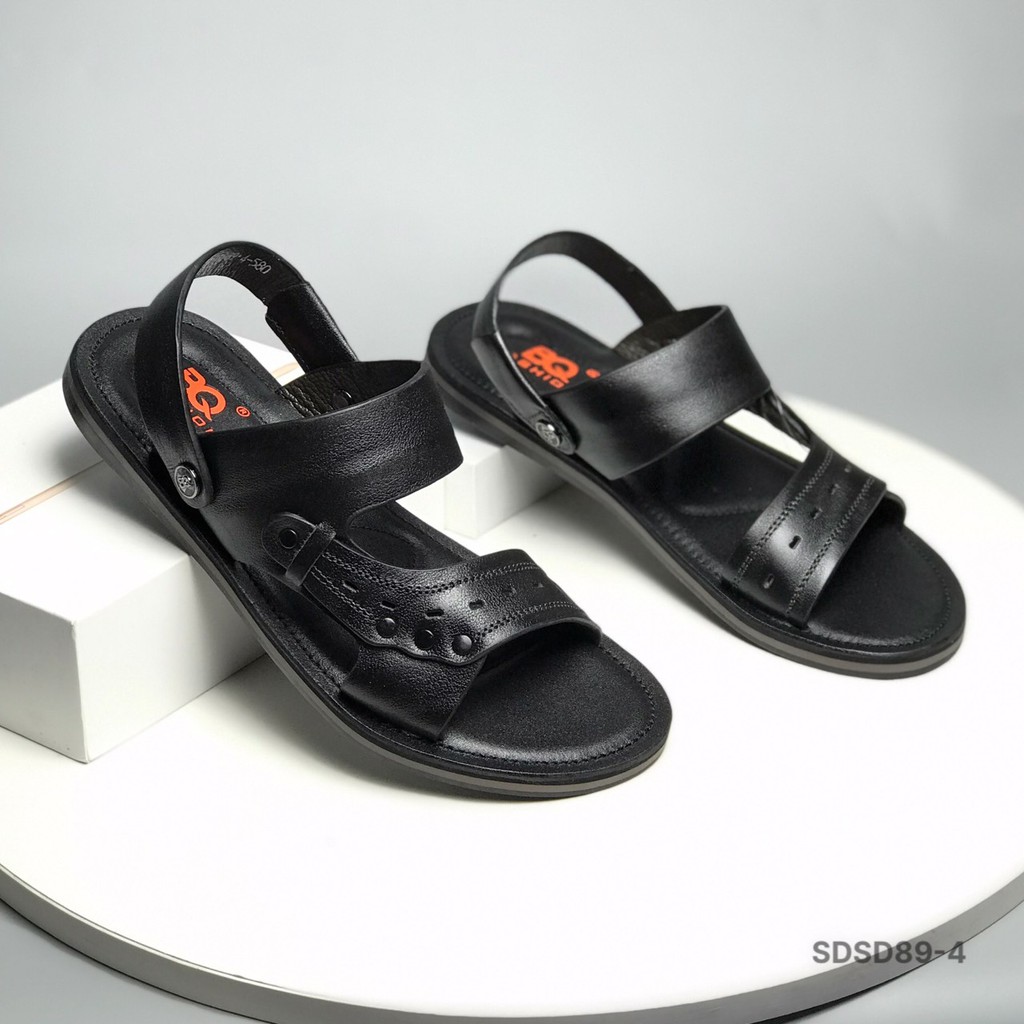 Sandal nam BQ ❤️FREESHIP❤️ Dép quai hậu nam da bò quai lật SDSD89-4