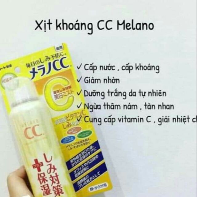 Xịt khoáng dưỡng trắng da chống thâm nám Melano CC Whitening Mist 100g