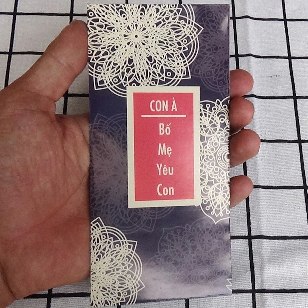 Combo 4 bao lì xì con yêu bố mẹ, con yêu ba má độc quyền lời chúc hay có ý nghĩa THF STORE giấy tốt couche 150