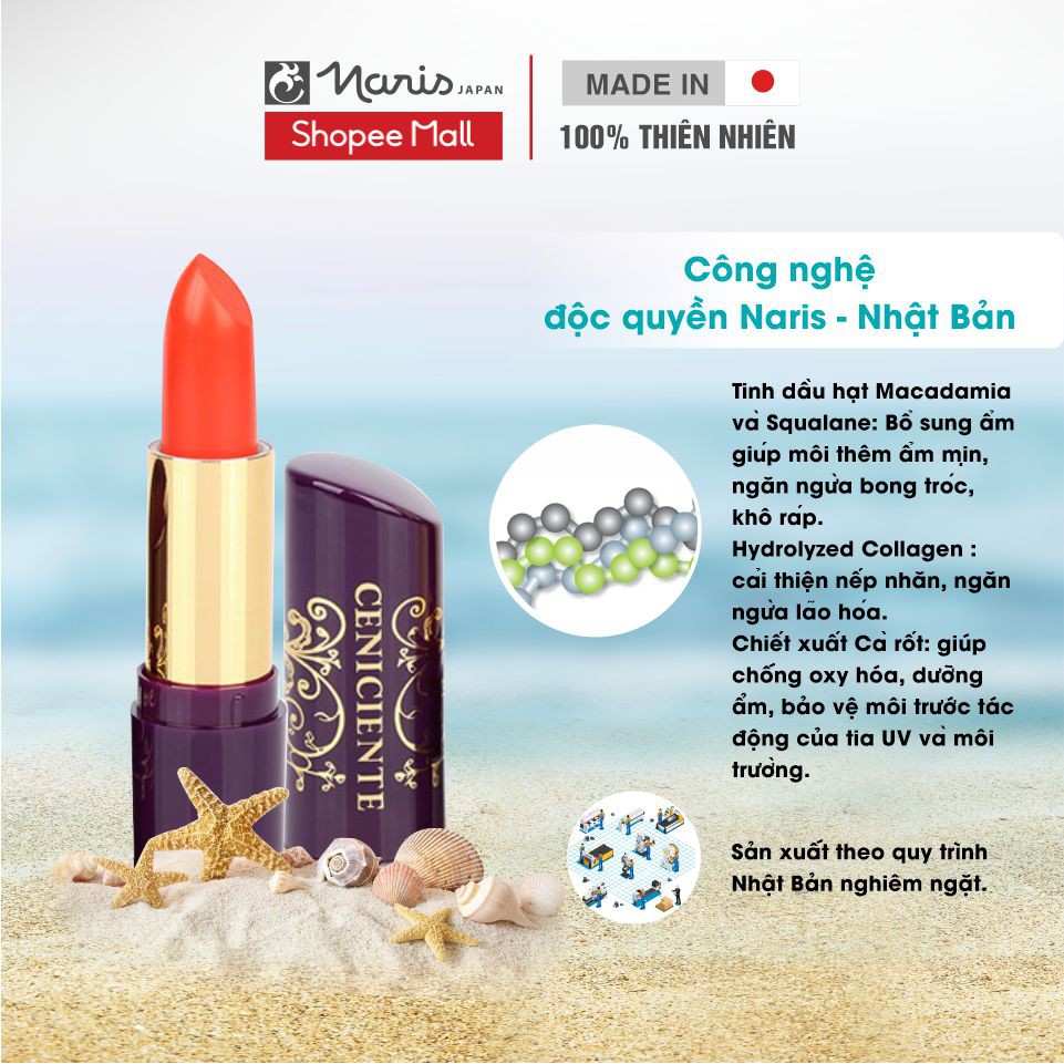 [Mã LTP50 giảm 50000 đơn 150000] Son Naris CNC New Smooth Long Lasting Lipstick 3g/1 thỏi