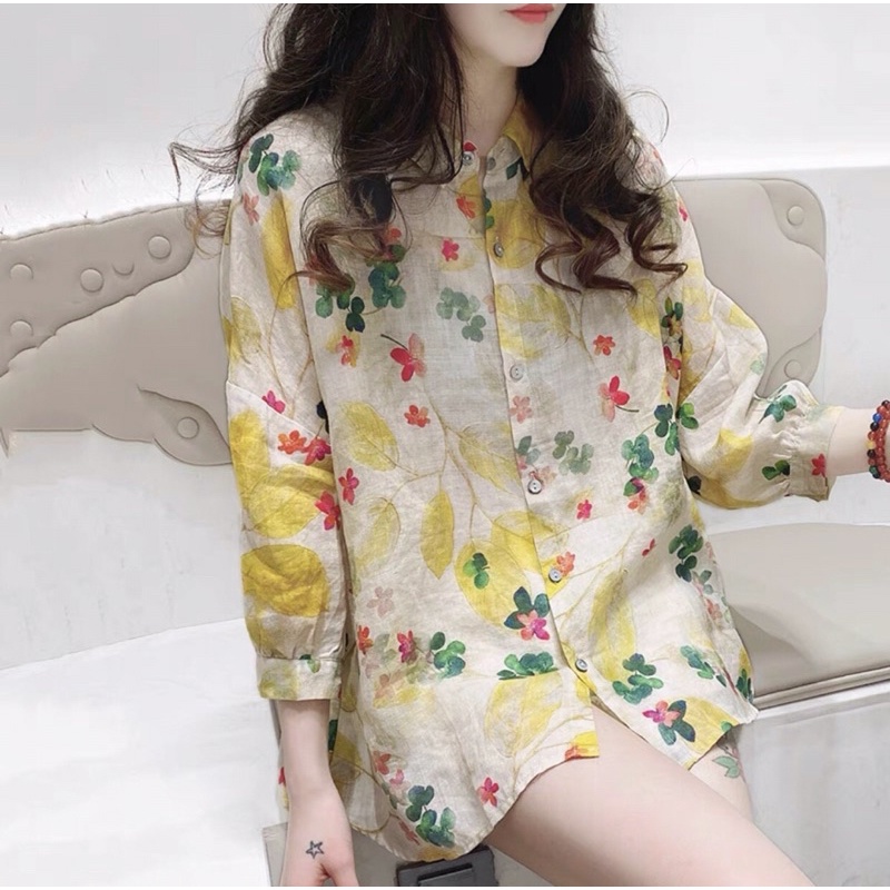 Áo Sơ Mi Hoa Vintage Tay Lỡ