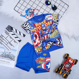Đồ bộ lửng siêu nhân 3D Người khiên Captain tặng khẩu trang siêu anh hùng cực chất