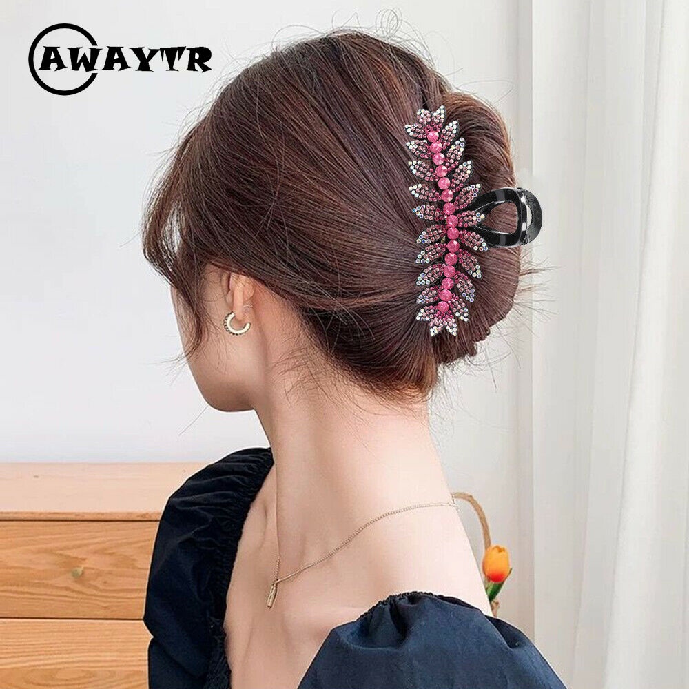 Kẹp Tóc Hình Chiếc Lá Đính Đá Thời Trang Cho Nữ