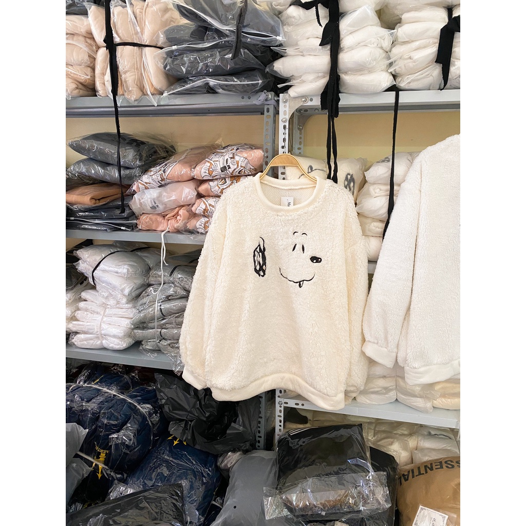 Áo nỉ lông Snoopy nam nữ form rộng tay bồng [FREESHIP] ♥ Sweater bông icon cún phong cách ulzzang ♥ | BigBuy360 - bigbuy360.vn