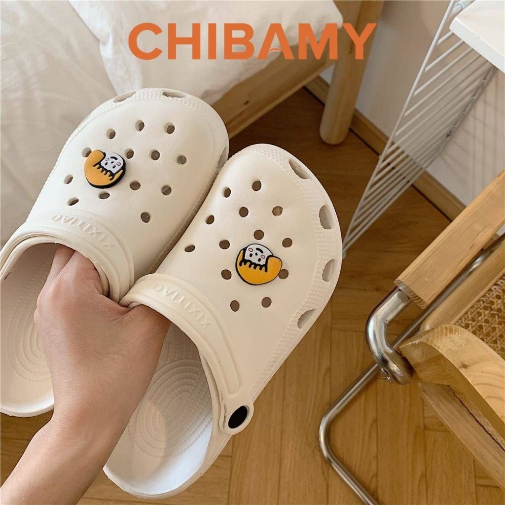 Dép sục gắn sticker cặp đôi hoạt hình trai gái cute đế chống trơn trượt CHIBAMY