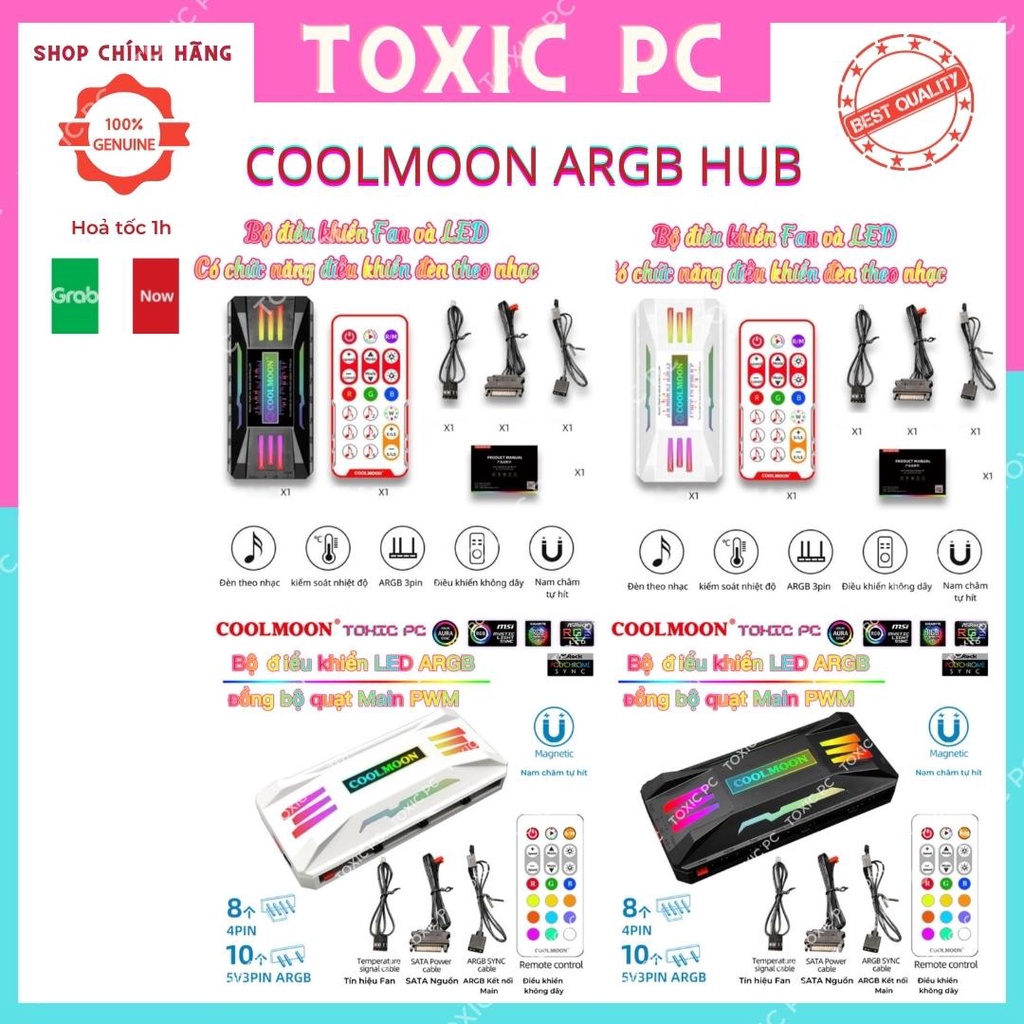 Bộ Hub Coolmoon ARGB đồng bộ Mainboard, Sync Mainboard,Nháy Đèn Theo Nhạc Cập Nhập Liên Tục Bản Mới