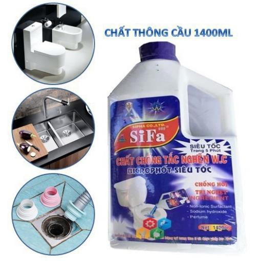 Chai Thông Bồn Cầu Cống Cực Mạnh 1400ml – chất chống tắc nghẽn cấp tốc