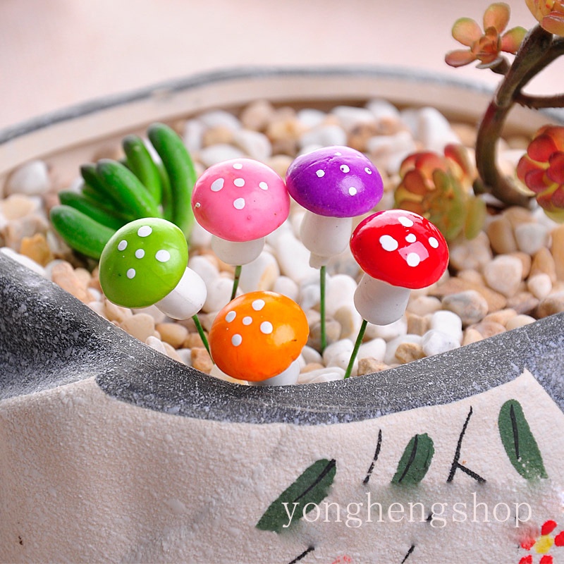 Set 5 mô hình nấm Mini nhiều màu trang trí bánh kem sinh nhật DIY