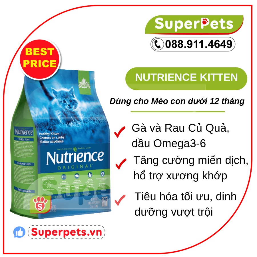 Hạt Nutrience Kitten Cho Mèo Con - Gà & Rau Củ Quả Nhập Canada SUPERPETS VIỆT NAM