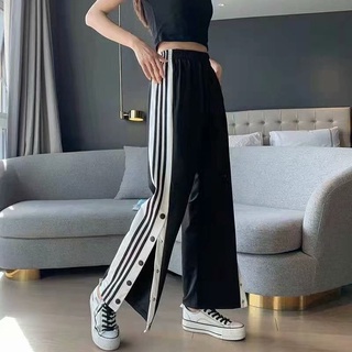 Q017 Quần culottes nam nữ cúc bấm xẻ tà ăn gian chiều cao Quần suông dài đen trắng ống rộng mặc với croptop áo body đẹp
